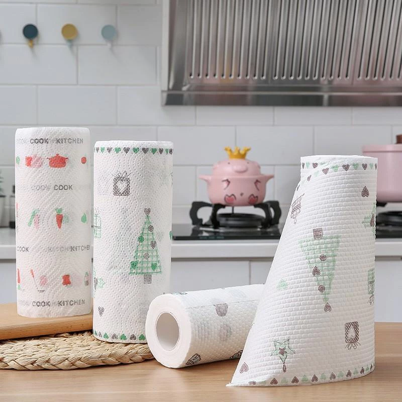 Cuộn 40 Khăn Giấy Vải Lau Đa Năng, Lau Bếp, Lau Chén Bát - Có Thể Tái Sử Dụng
