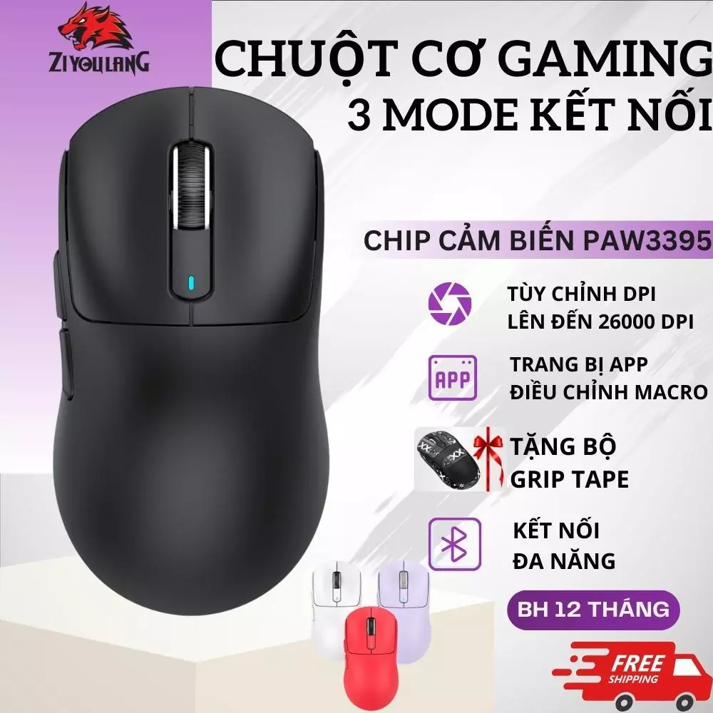 Chuột Không Dây Attack Shark X3 - Mắt Đọc PAW3395, Có App Macro, Siêu Nhẹ 49g, Form Cầm Đối Xứng