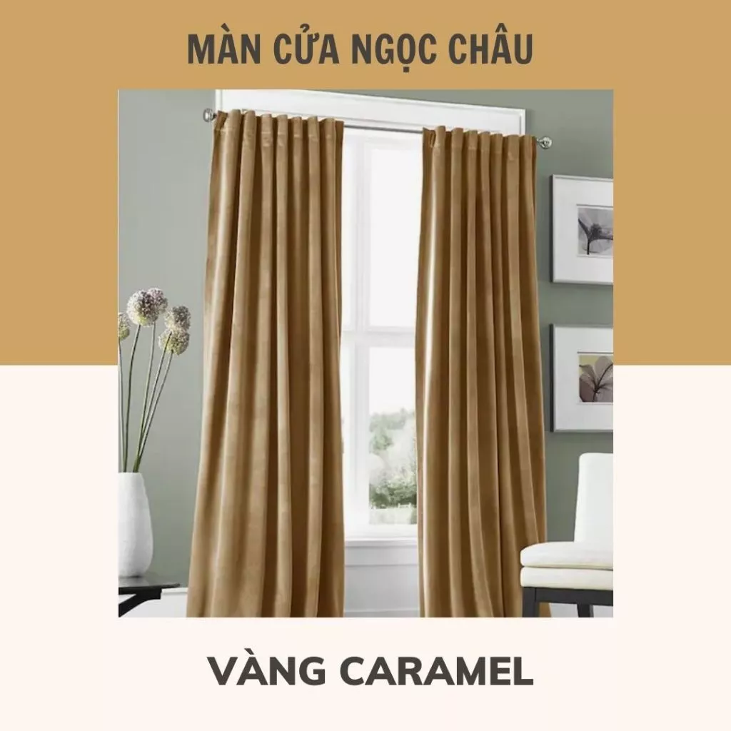 Rèm cửa VÀNG CARAMEL chống nắng cực tốt, Rèm ngăn lạnh, sang trọng, nhiều kích cỡ, hoạ tiết - MÀN CỬA NGỌC CHÂU