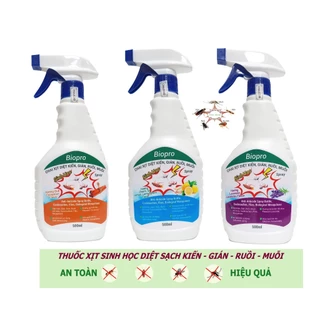 Chai dạng xịt 500ml. Thuốc Diệt kiến Diệt gián Diệt ruồi Diệt muỗi Sinh học Biopro an toàn hiệu quả Nhiều hương lựa chọn