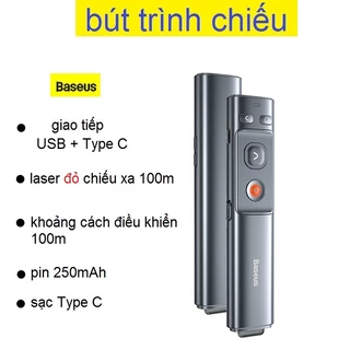 Bút trình chiếu Baseus Orange dot wireless presenter 2 giao tiếp USB/ Type C sử dụng pin sạc 250mAh (WKCD000013)