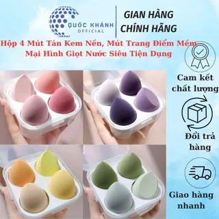 Hộp  4 Mút Tán Kem Nền, Mút Trang Điểm Mềm Mại Hình Giọt Nước Siêu Tiện Dụng - Mút Trang Điểm  Chọn màu Ngẫu Nhiên