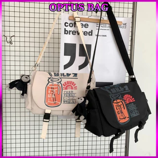 Túi đeo chéo optusbag nam nữ unisex phong cách Nhật Bản cá tính đi học đi chơi du lịch cỡ lớn - Túi chéo chiếc ly