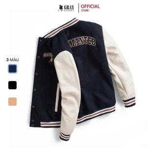 Áo bomber Lót Lông nam nữ Grayhomme varsity jacket unisex , khoác bóng chày CU3009