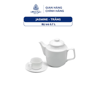 Bộ Ấm Trà Sứ Cao Cấp Minh Long 0.7 L - Jasmine - Trắng