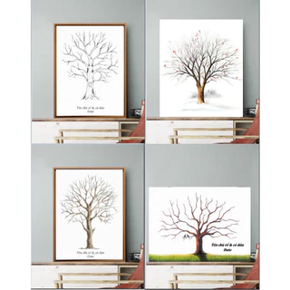 Tranh Wedding Tree In Dấu Vân Tay - Finger Print Tree - Chất Liệu Canvas Trong Ngày Cưới [TẶNG KÈM 4 MÀU NGẪU NHIÊN]