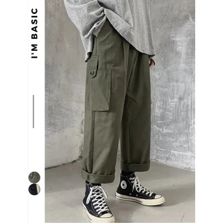 Quần Kaki Túi Hộp Nam Ống Suông Dáng Rộng Quần Cargo Pants Dày Dặn Túi 2 Bên Gối Cá Tính I'm Basic