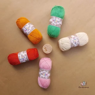 Cuộn sợi cotton hè trơn Bella 100 hãng Alize Yarns đan móc áo, váy, khăn hè siêu mát mềm mại