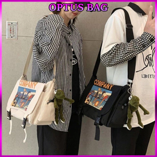 Túi đeo chéo nam nữ in hình hoạt hình anime vải canvas phong cách hàn quốc đi học đi chơi du lịch đựng sách vở