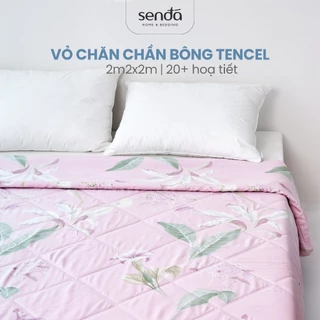 Vỏ chăn trần bông lồng được ruột Lụa Tencel 2mx2m2 Sen Đá Home Bedding họa tiết, mền chần mùa đông, hè cao cấp