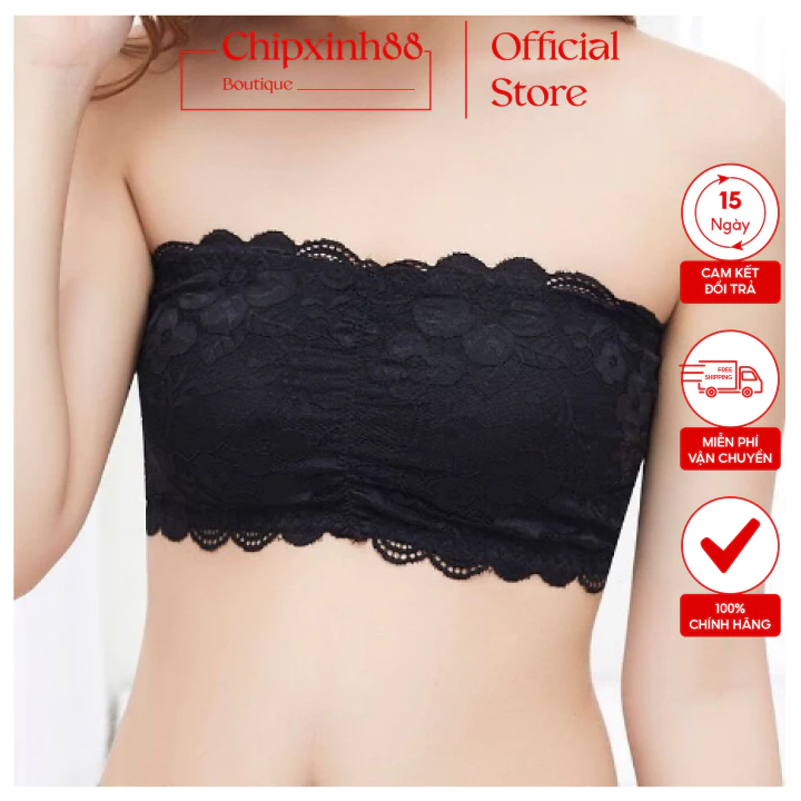 Áo Bra Quây Ren có mút ngực - Áo Ống chống tụt Vanvene trễ vai free size MÃ BR08