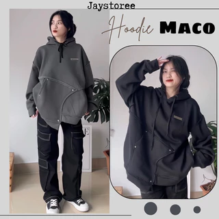 Áo Khoác Hoodie nỉ nam MACO Túi Ráp Tà Lệch Form Rộng Unisex Nam Nữ - Áo hoodie có mũ chui đầu Jaystoree 🖤