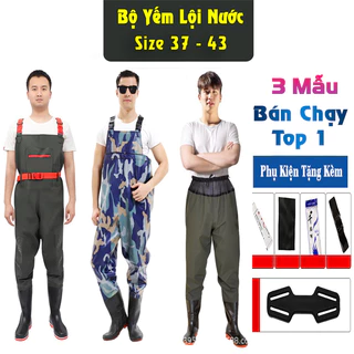 [Giá Sỉ] Bộ quần áo lội nước cao su, ủng lội nước, yếm lội nước [ Size 37 - 43 ]