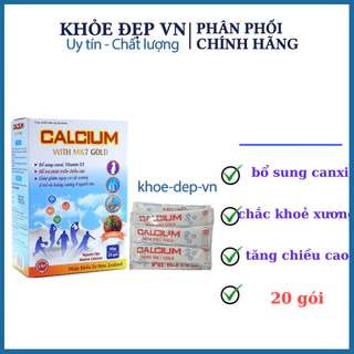 Canxi sữa Calcium with Mk7 Gold tăng chiều cao, chắc khỏe xương  – Hộp 20 gói