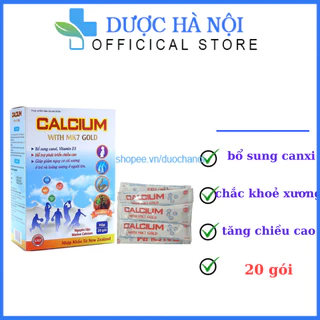 Canxi sữa Calcium with Mk7 Gold tăng chiều cao, chắc khỏe xương cho bé giúp bé ăn ngon ngủ ngon – Hộp 20 gói