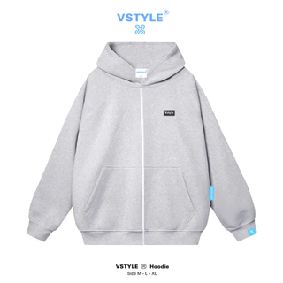 (FULL BOX) Áo Hoodie Zip Basic Logo Cao Su Vstyle Unisex Local Brand - Xám Tiêu