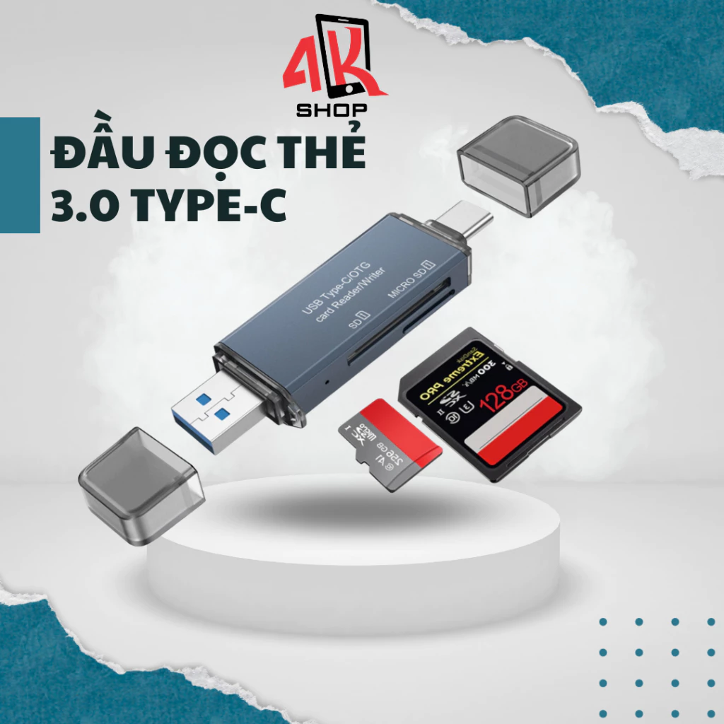 Đầu đọc thẻ nhớ sd micro sd đa năng type-c và usb tốc độ cao 3.0 chính hãng