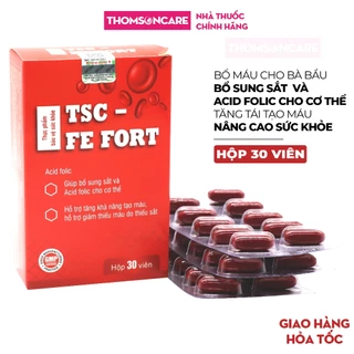 Sắt cho bà bầu và người thiếu sắt Fe Fort TSC Group- Giúp bổ sung sắt và acid folic, tăng tái tạo máu - Hộp 30 Viên