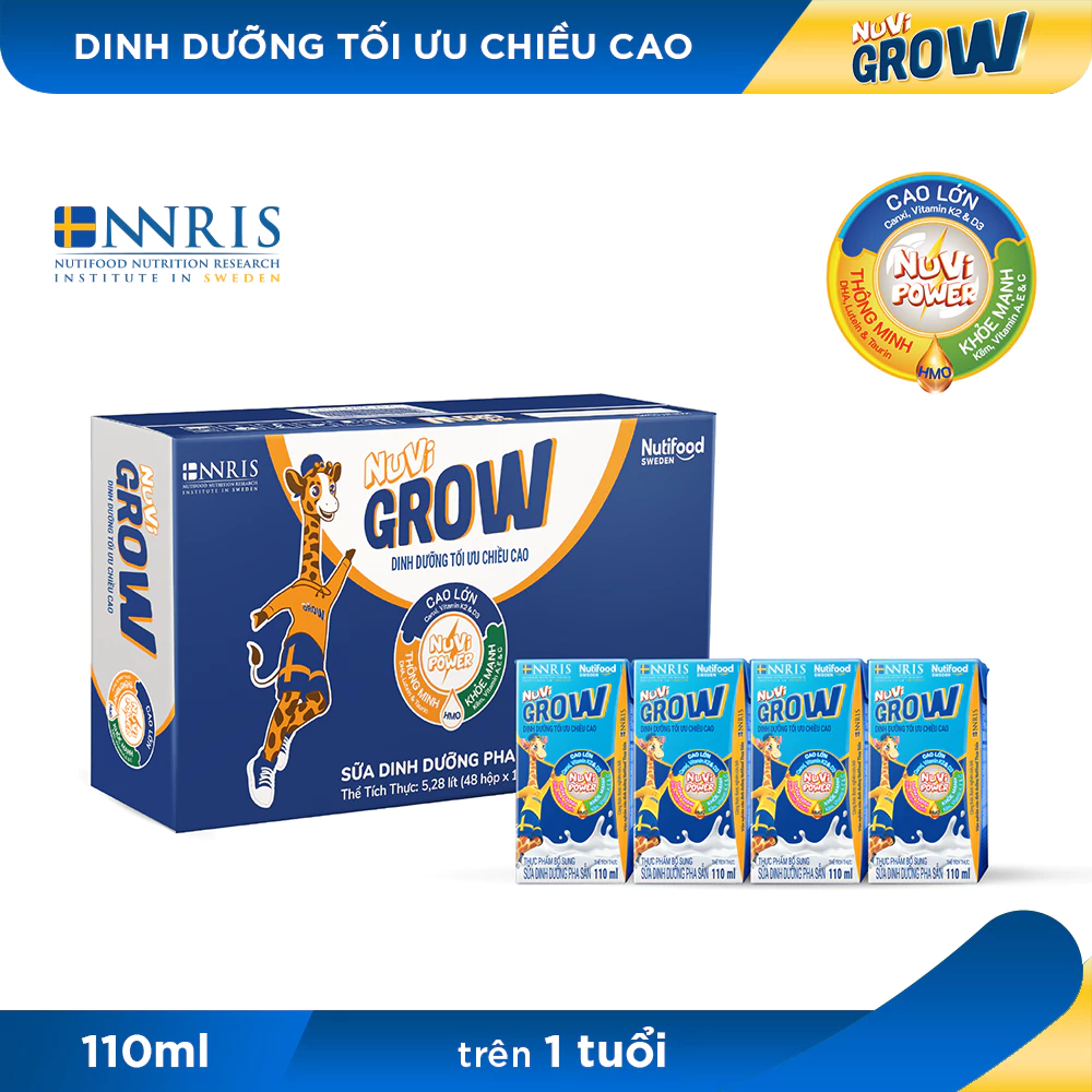 (Phát Triển Chiều Cao) Thùng 48 hộp 180mL/ 110mL Sữa Bột Pha Sẵn Nuvi Grow trên 1 tuổi - NUTIFOOD - YOOSOO MALL