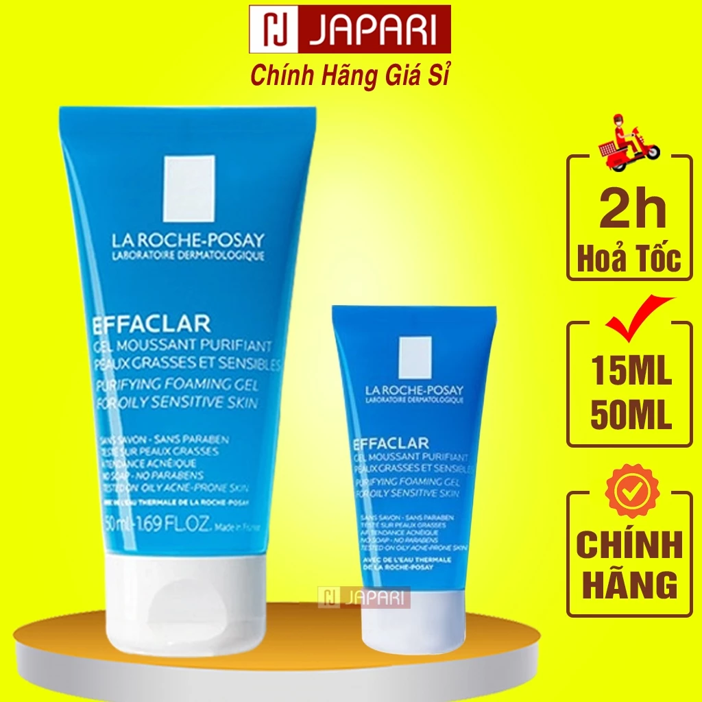 Sữa Rửa Mặt La Roche Posay 50ml CHÍNH HÃNG- Srm Laroche Posay Mini Tạo Bọt Cho Da Dầu Mụn, Khô,Nhạy Cảm Japari