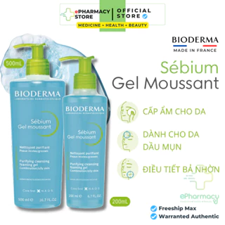 Sữa rửa mặt Bioderma Sebium Gel Moussant - Gel rửa mặt Bioderma dành cho da dầu mụn DẠNG VÒI PUMP