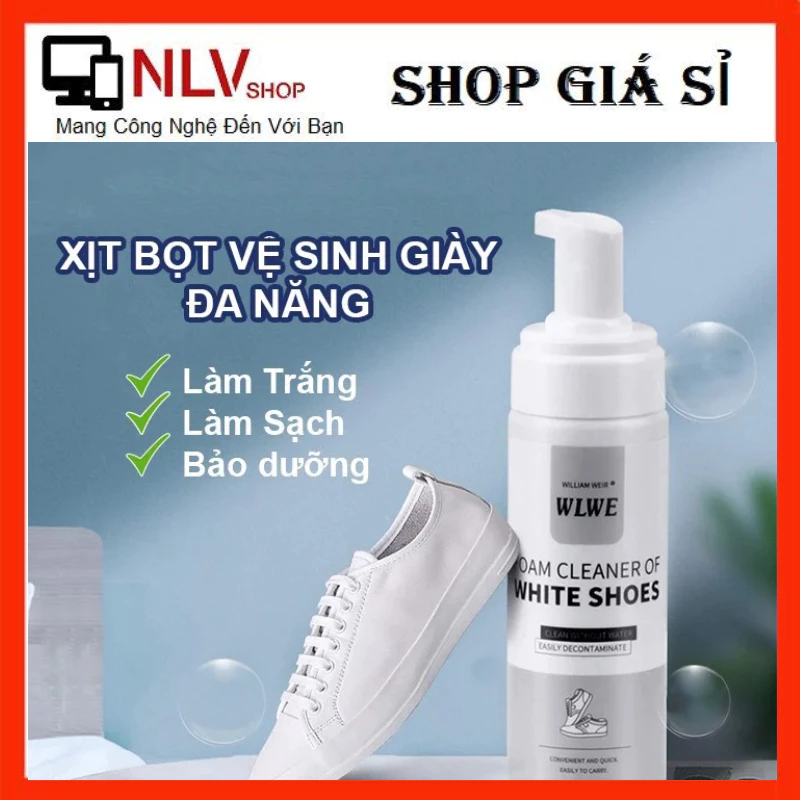 Chai vệ sinh giày dép WLWE 200ml, bình xịt tạo bọt tuyết trắng giày. bảo dưỡng giày trong như mới