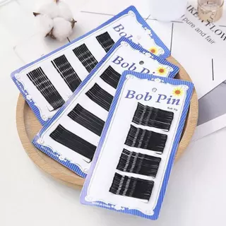 Set 10 vỉ kẹp tăm, ghim kẹp tóc màu đen dạng phẳng thời trang (60 chiếc ghim tóc)