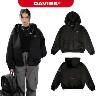 Áo khoác local brand nam nữ có mũ form boxy màu đen Hooded Jacket POL Davies | D33-AK2