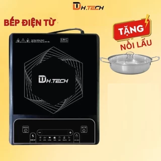 BẾP TỪ H.TECH Bộ nút điều chỉnh cảm ứng, Mặt kính bóng dễ lau chùi công suất 2000W tặng kèm nồi lẩu inox