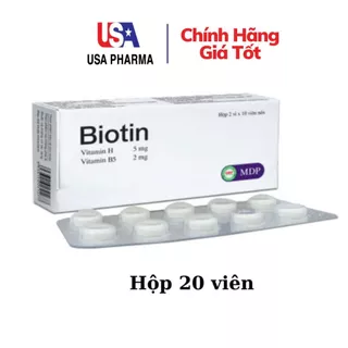 Viên uống Biotin Giúp da đẹp, mịn màng, bảo vệ tóc giảm rụng, móng chắc khoẻ - Hộp 2 vỉ x 10 viên nén