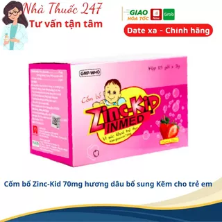 Cốm Bổ Sung Kẽm Zinc Kid Inmed Hương Dâu Hỗ Trợ Chống Còi Xương, Chậm Lớn Cho Trẻ Hộp 25 Gói