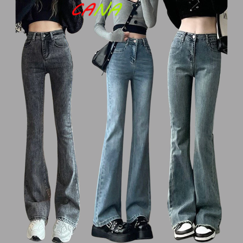 Quần Bò Jean Nữ Ống Loe Đứng Co Giãn CANA Jeans Cạp Cao Phong Cách Style MS15