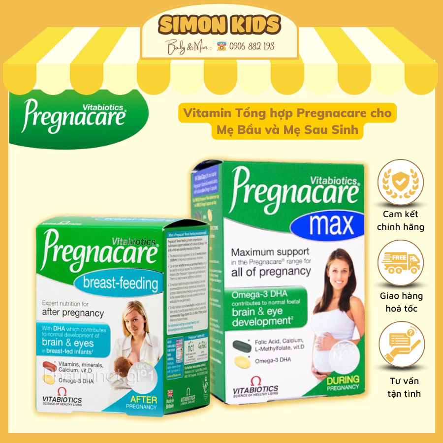 Vitamin Tổng Hợp & DHA Cho Bà Bầu/phụ Nữ Mang Thai Pregnacare Max 84 Viên , Pregnacare Breast Feeding cho Mẹ Sau Sinh