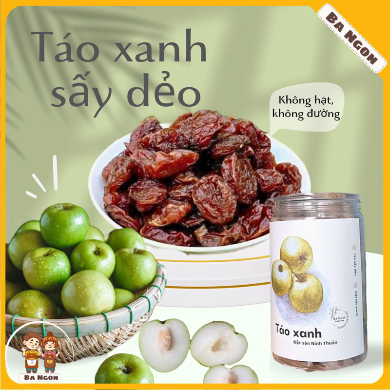 Táo xanh sấy dẻo - chua ngọt tự nhiên- sấy mộc ít đường