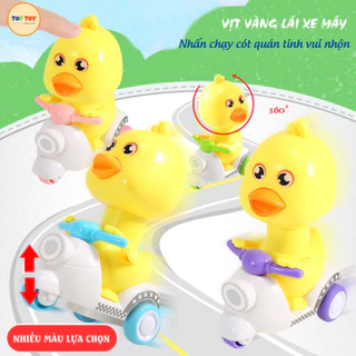 Đồ chơi vịt con đi xe máy vespa ấn là chạy bốc đầu cực cute, vịt chạy cot cho bé