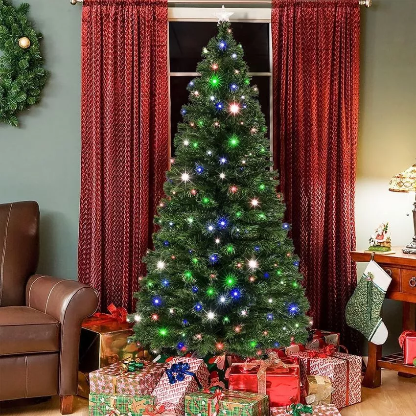 Cây Thông Trang Trí Noel 1m5, 1m8, 2m1 - Lá Xanh Tán Dày Tặng Phụ Kiện Trang Trí Lấp Lánh Sáng Chói