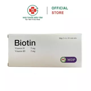 Viên uống Biotin Giúp da đẹp, mịn màng, bảo vệ tóc giảm rụng, móng chắc khoẻ - Hộp 2 vỉ x 10 viên nén