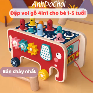 Đập chuột gỗ kết hợp đàn đa năng bằng gỗ 4in1 cao cấp cho bé - đồ chơi trí tuệ anhdochoi