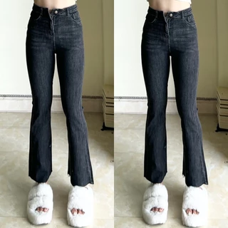 (Chất Đẹp )Quần jeans loe màu khói loang Yến Tee,màu lạ mới 2024,quần đi học,quần che khuyết điểm