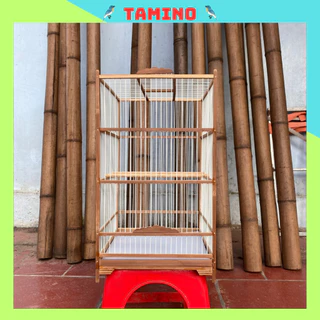 Khung lồng chim khuyên, hút mật TAMINO nan cáp quang kích thước 25x40 chắc chắn hàng loại 1 kèm móc nậm