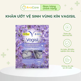 Khăn ướt vệ sinh vùng kín VAGISIL, khăn giấy ướt lau vùng kín phụ nữ, chăm sóc, khử mùi phụ khoa, ngừa viêm nhiễm do nấm