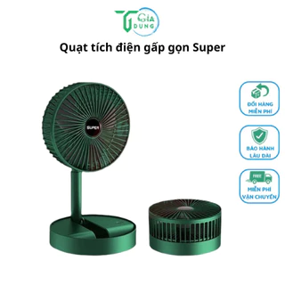 Quạt Tích Điện Để Bàn Gấp Gọn SUPER , Quạt Tích Điện Cầm Tay sử dụng 6 - 8 tiếng