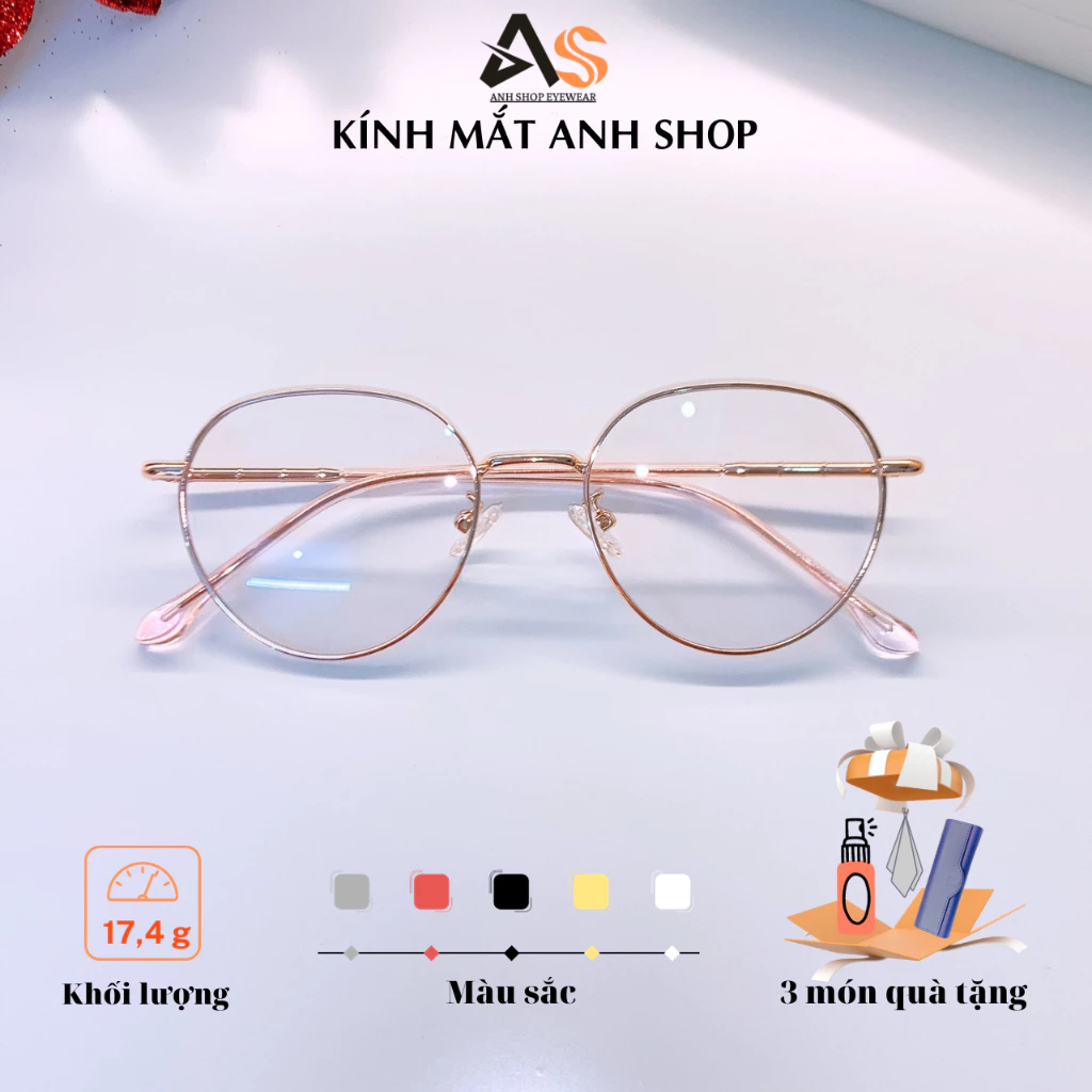 Kính tròn thời trang nam nữ kiểu dáng thanh mảnh dễ ôm mặt chất liệu kim loại 2998A