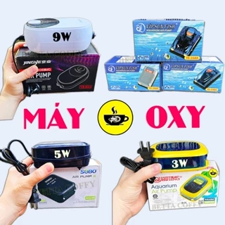 Máy sủi Oxy sục khí bơm oxi bể cá cảnh mini hồ thuỷ sinh 3w 5w 6w 9w 1 2 vòi Vipsun 248A 348A Sobo Aqua