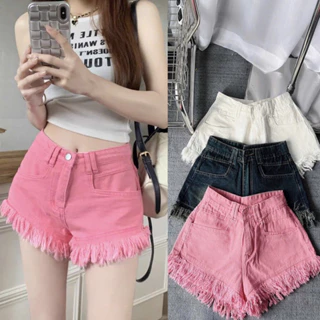 Quần Short Jean Nữ Bigsize Form Chữ A Ống Quần Phối Tua Rua Có 3 Màu Ms1089