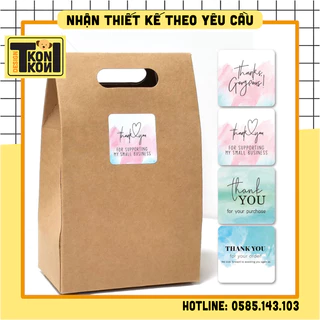 (SẴN) SET 100 Tem Decal Dán Niêm Phong Cảm Ơn Khách Hàng Size 4x4cm, Nhãn Dán Thank You, Tem Thank You Dán Hộp - MS36