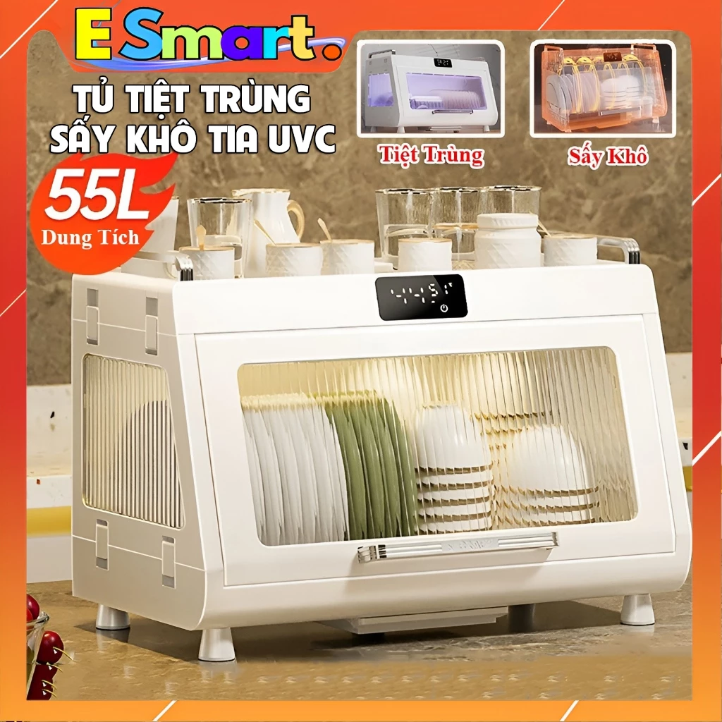 Máy Sấy Bát Đũa Tiệt Trùng Bằng Tia UVC Dung Tích 55L Sấy Khô 70° Khử Ion Âm Diệt Vi Khuẩn An Toàn Tiện Dụng Cho Mọi Nhà