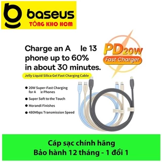 Cáp sạc nhanh Baseus 20W, Cáp sạc Baseus C to L 20W cho iP 12/13 Baseus Jelly Liquid Silica Gel Fast Charging Data Cable