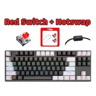 Hotswap, Red switch - Bàn phím cơ K550 plus red switch, hotswap tặng kèm gắp và 2 switch, cục chống nhiễu , Combo