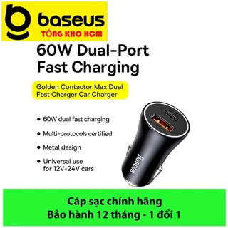 Tẩu Sạc Ô Tô Baseus Golden Contactor Max Dual Fast Charger Car Charger 60W